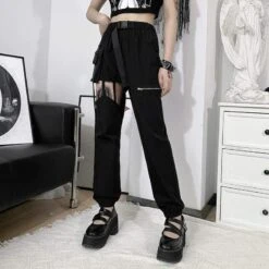 Gothic Harajuku Chaos Cut-Out Cargo Pants GA104
