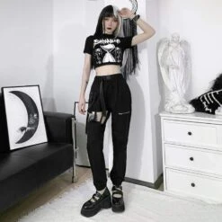 Gothic Harajuku Chaos Cut-Out Cargo Pants GA104 -EgrilDoll Fashion Outlet Store gothic harajuku chaos cut out cargo pants ga104 528