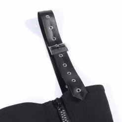 Gothic Harajuku Double Zipper Front Faux Leather Strap Underbust Skirt EG0392 -EgrilDoll Fashion Outlet Store gothic harajuku double zipper front faux leather strap underbust skirt eg0392 479