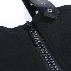 Gothic Harajuku Double Zipper Front Faux Leather Strap Underbust Skirt EG0392 -EgrilDoll Fashion Outlet Store gothic harajuku double zipper front faux leather strap underbust skirt eg0392 607