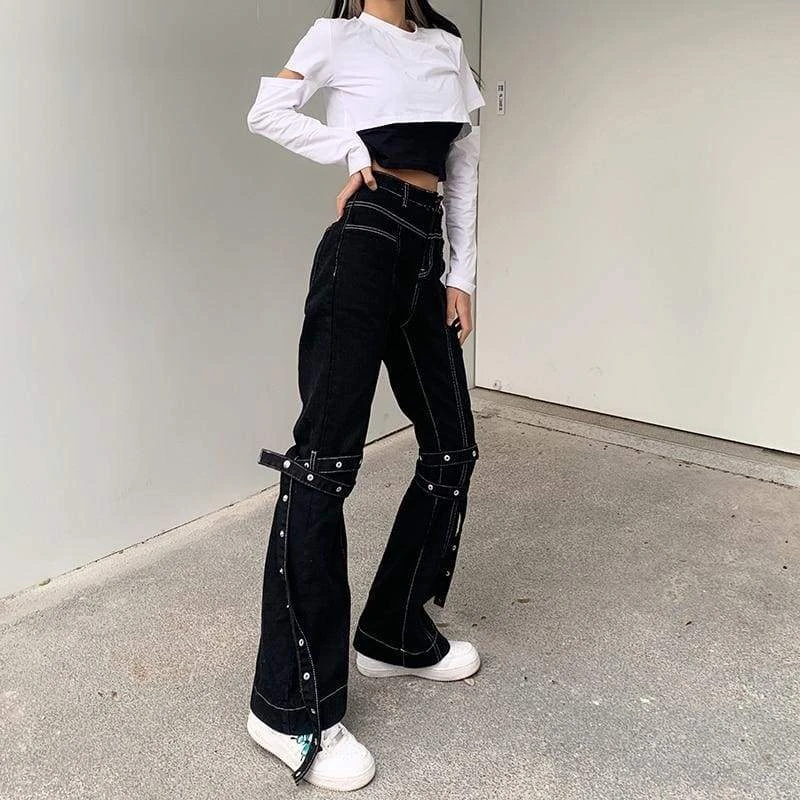 Gothic Harajuku Eazy Breezy Flare Pants GA092 2 Gothic Harajuku Eazy Breezy Flare Pants GA092 - Image 2