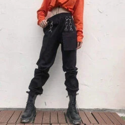 Gothic Harajuku Grunge Buckle Pocket Strap Jogger Pants EG397 -EgrilDoll Fashion Outlet Store gothic harajuku grunge buckle pocket strap jogger pants eg397 537