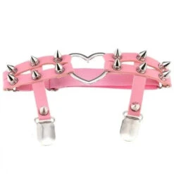 Gothic Harajuku Heart And Spikes Leg Garter Suspender (Available In 8 Colors) EG246 -EgrilDoll Fashion Outlet Store gothic harajuku heart and spikes leg garter suspender available in 8 colors eg246 pink 717