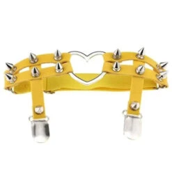 Gothic Harajuku Heart And Spikes Leg Garter Suspender (Available In 8 Colors) EG246 -EgrilDoll Fashion Outlet Store gothic harajuku heart and spikes leg garter suspender available in 8 colors eg246 yellow 337
