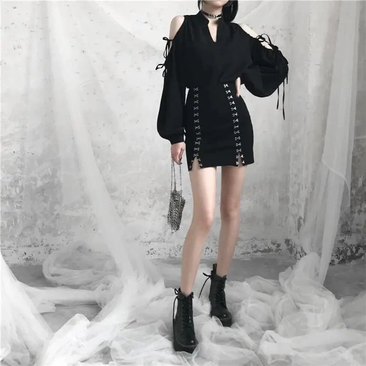 Gothic Harajuku Hook Lock Mini Skirt EG0404 5 Gothic Harajuku Hook Lock Mini Skirt EG0404 - Image 5