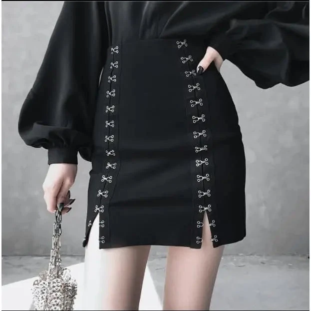 Gothic Harajuku Hook Lock Mini Skirt EG0404 1 Gothic Harajuku Hook Lock Mini Skirt EG0404