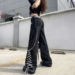 Gothic Harajuku Lace Me Up Pants GA094 -EgrilDoll Fashion Outlet Store gothic harajuku lace me up pants ga094 bottoms 400