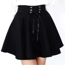 Gothic Harajuku Lace Up Waist Mini Skirt EG001