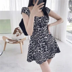 Gothic Harajuku Leopard Print Mini Dress EG372 -EgrilDoll Fashion Outlet Store gothic harajuku leopard print mini dress eg372 666