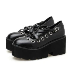 Gothic Harajuku Lolita Pentagram Strap Platform Shoes EG0415