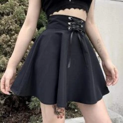 Gothic Harajuku Obsessed Lace Up Skirt EG001