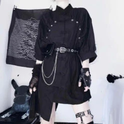 Gothic Harajuku Punk Cheongsam Style Irregular Belted Dress EG0423