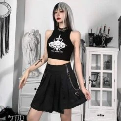 Gothic Harajuku Ready For Action Pleated Skirt EG16822 -EgrilDoll Fashion Outlet Store gothic harajuku ready for action pleated skirt eg16822 skirts 916