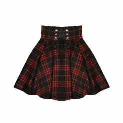 Gothic Harajuku Red Black Lace Up Plaid Skirt EG13344 -EgrilDoll Fashion Outlet Store gothic harajuku red black lace up plaid skirt eg13344 334