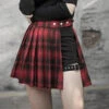 Gothic Harajuku Red/Black Pleated Short Skirt EG223