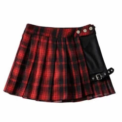 Gothic Harajuku Red/Black Pleated Short Skirt EG223 -EgrilDoll Fashion Outlet Store gothic harajuku redblack pleated short skirt eg223 red s 566