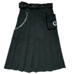Gothic Harajuku Removable Pocket Chain Pleated Midi Skirt EG0430 -EgrilDoll Fashion Outlet Store gothic harajuku removable pocket chain pleated midi skirt eg0430 black s 705