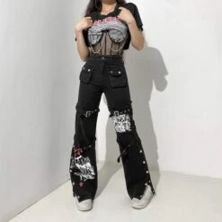 Gothic Harajuku Rules To Break Buckle Pants EG565