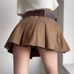 Gothic Harajuku Scholar Belted Pleated Skirt EG447 -EgrilDoll Fashion Outlet Store gothic harajuku scholar belted pleated skirt eg447 759