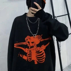 Gothic Harajuku Skull Skeleton Sweater Top EG020 -EgrilDoll Fashion Outlet Store gothic harajuku skull skeleton sweater top eg020 455