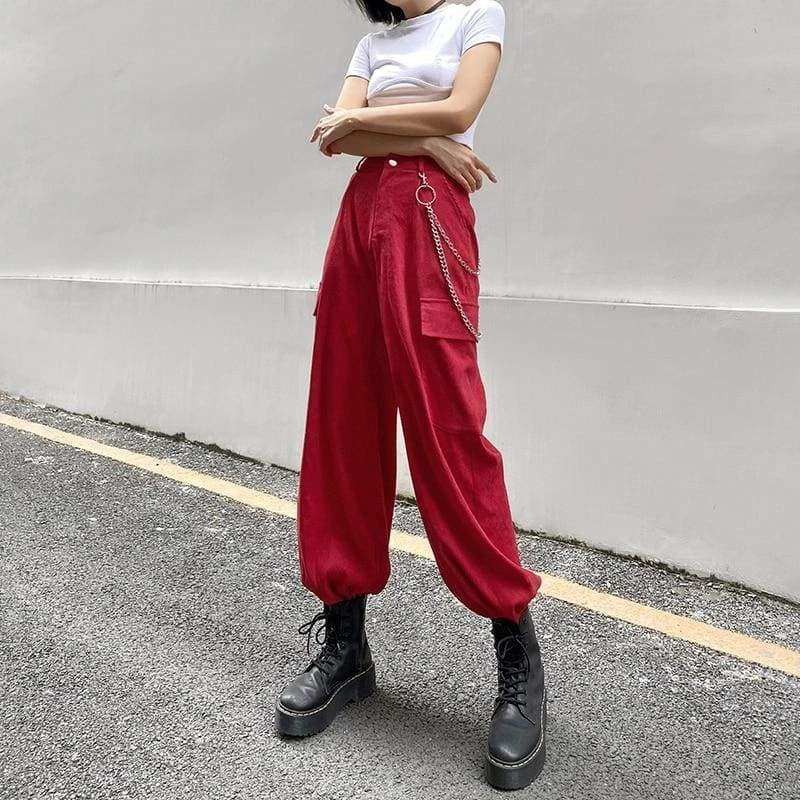 Gothic Harajuku Topic Cargo Corduroy Pants GA091 2 Gothic Harajuku Topic Cargo Corduroy Pants GA091 - Image 2
