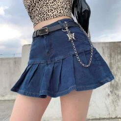 Gothic Harajuku Trendsetter Denim Pleated Skort EG17488