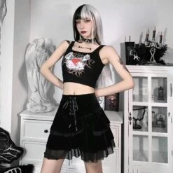 Gothic Harajuku Watch Me Velvet Skirt EG16795 -EgrilDoll Fashion Outlet Store gothic harajuku watch me velvet skirt eg16795 161