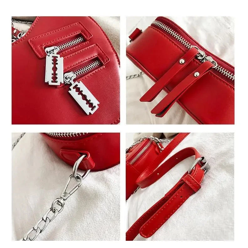 Gothic Heart Shaped Blade Zipper Chain Bag EG0446 5 Gothic Heart Shaped Blade Zipper Chain Bag EG0446 - Image 5