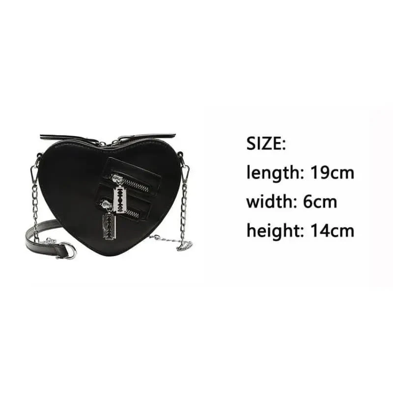 Gothic Heart Shaped Blade Zipper Chain Bag EG0446 2 Gothic Heart Shaped Blade Zipper Chain Bag EG0446 - Image 2