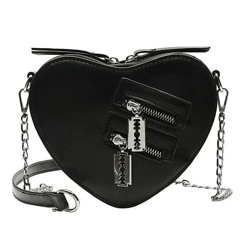 Gothic Heart Shaped Blade Zipper Chain Bag EG0446 1 Gothic Heart Shaped Blade Zipper Chain Bag EG0446