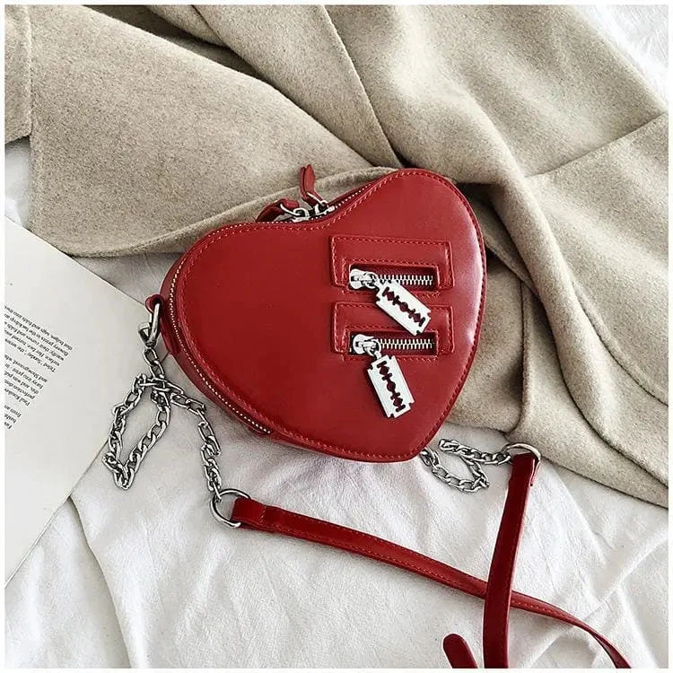 Gothic Heart Shaped Blade Zipper Chain Bag EG0446 10 Gothic Heart Shaped Blade Zipper Chain Bag EG0446 - Image 10