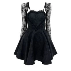 Gothic Heart-shaped Lace Slip Dress And Shawl Set EE0988