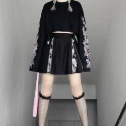 Gothic High Waist Mini Black Embroidery Dragons Skirt EE0969 -EgrilDoll Fashion Outlet Store gothic high waist mini black embroidery dragons skirt ee0969 130