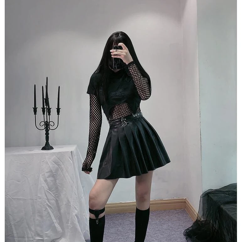Gothic High Waist Streetwear Black Skirt 2 Gothic High Waist Streetwear Black Skirt - Image 2