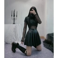 Gothic High Waist Streetwear Black Skirt 8 Gothic High Waist Streetwear Black Skirt -EgrilDoll Fashion Outlet Store gothic high waist streetwear black skirt 277