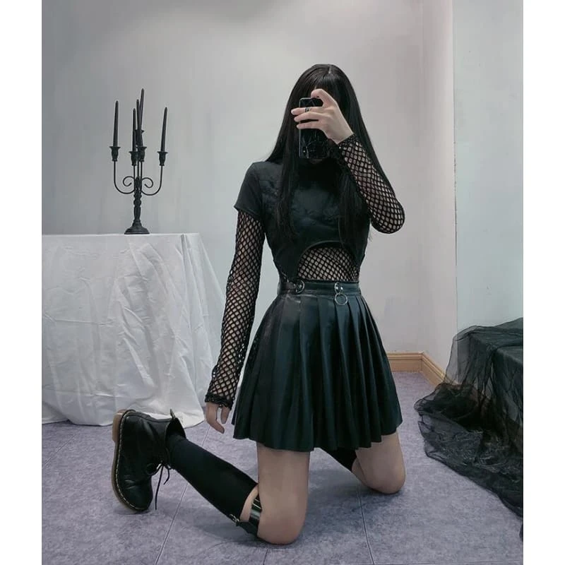 Gothic High Waist Streetwear Black Skirt 3 Gothic High Waist Streetwear Black Skirt - Image 3
