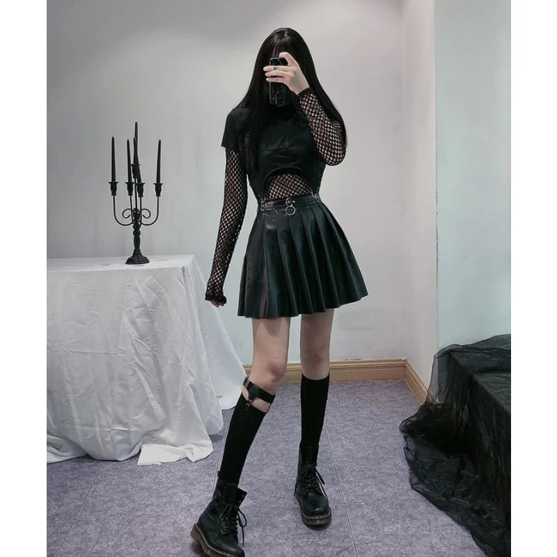 Gothic High Waist Streetwear Black Skirt 5 Gothic High Waist Streetwear Black Skirt - Image 5