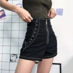 EgrilDoll Fashion Outlet Store -EgrilDoll Fashion Outlet Store gothic high waist zip up shorts eg049 851