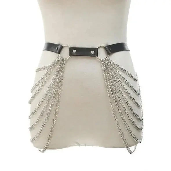 Gothic Hip Chains Faux Leather Belt EG0449 1 Gothic Hip Chains Faux Leather Belt EG0449