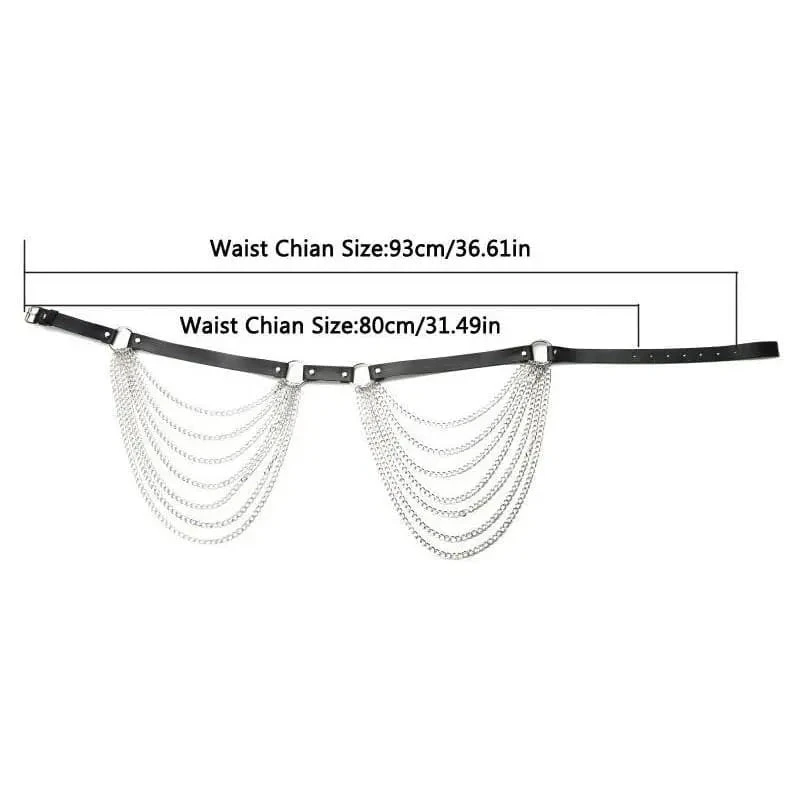 Gothic Hip Chains Faux Leather Belt EG0449 2 Gothic Hip Chains Faux Leather Belt EG0449 - Image 2