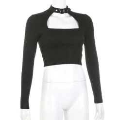 Gothic Hollow Out Grommet Collar Strap Top EG0451 -EgrilDoll Fashion Outlet Store gothic hollow out grommet collar strap top eg0451 523