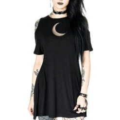 Gothic Hollow Out Moon Cold Shoulder Short Dress EG224
