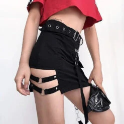 Gothic Hollow Out Side Mini Skirt EG0459