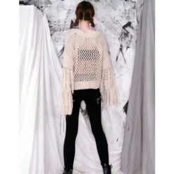 Gothic Hollow Out Tassel Knitted Loose Pullover Top EG243 -EgrilDoll Fashion Outlet Store gothic hollow out tassel knitted loose pullover top eg243 sweater 186