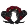 Gothic Horn Lace Red Rose Headdress Headpiece EG312
