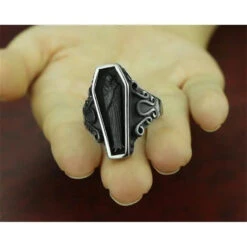 Gothic Horror Coffin Stainless Titanium Steel Ring EG0464 -EgrilDoll Fashion Outlet Store gothic horror coffin stainless titanium steel ring eg0464 404