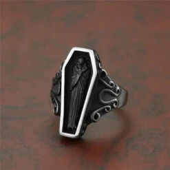 Gothic Horror Coffin Stainless Titanium Steel Ring EG0464 -EgrilDoll Fashion Outlet Store gothic horror coffin stainless titanium steel ring eg0464 490