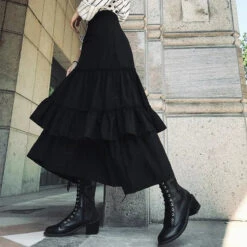 Gothic Irregular Ruffles Long Skirt EG046 -EgrilDoll Fashion Outlet Store gothic irregular ruffles long skirt eg046 218