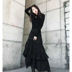 Gothic Irregular Ruffles Long Skirt EG046 -EgrilDoll Fashion Outlet Store gothic irregular ruffles long skirt eg046 511