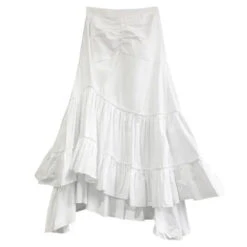 Gothic Irregular Ruffles Long Skirt EG046 -EgrilDoll Fashion Outlet Store gothic irregular ruffles long skirt eg046 white s 278